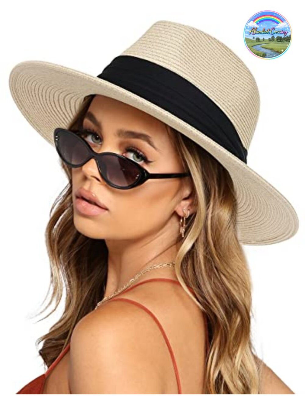 Wide Brim Straw Panama Fedora Sun Hat UV Protection Unisex